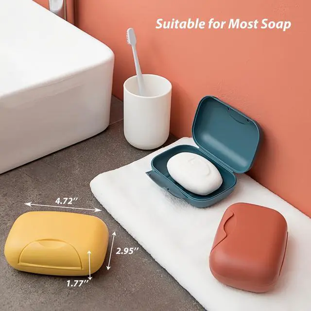 Alt view image 2 of 5 - 3 Pcs Travel Soap Case, Colorful Portable Soap Holder for Home, Bathroom, Hiking, Camping, Outdoor (Red, Yellow, Navy Blue)
