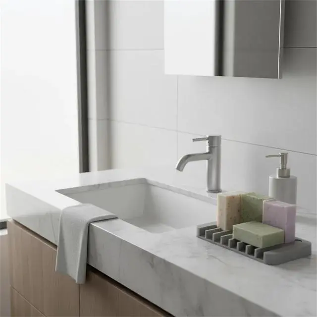 Alt view image 5 of 7 - 2 PCS Soap Holder, Self Draining Soap Dishes, Premium Silicone Soap Holder, Bathroom, Kitchen, Sponges, Keep Soaps Bars Dry Clean, Extend Life Easy Clean Non - Slip Design