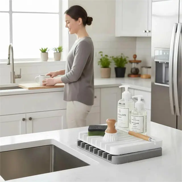 Alt view image 6 of 7 - 2 PCS Soap Holder, Self Draining Soap Dishes, Premium Silicone Soap Holder, Bathroom, Kitchen, Sponges, Keep Soaps Bars Dry Clean, Extend Life Easy Clean Non - Slip Design
