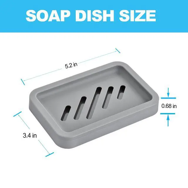 Alt view image 4 of 7 - 2PCS Grey Soap Holders, Premium Plastic Bamboo Dish for Shower, Bath