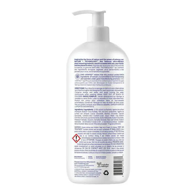 Alt view image 7 of 7 - Dish Soap, EWG Verified, Plant-Based & Vegan Dishwashing Liquid, Naturally Derived, Wildflowers Scent, 33.8 Fl Oz