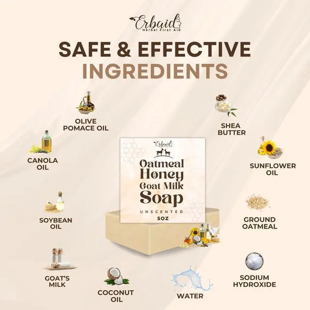 Alt view image 5 of 7 - Oatmeal Soap Natural Oatmeal & Honey Goat Milk Bar Face & Body Wash for Eczema, Psoriasis, Dry, Itchy, Sensitive Skin Relief Unscented Soap Great for Kids, Babies Handcrafted, Made in USA