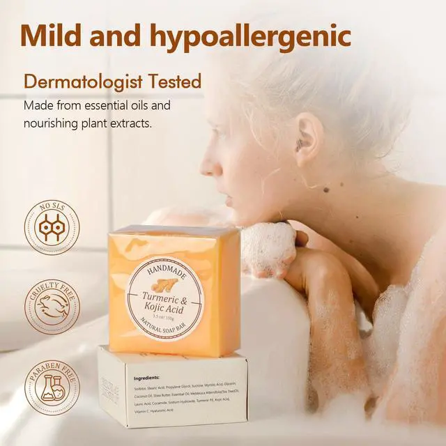 Alt view image 7 of 7 - Kojic Acid and Turmeric Soap Bar for Face & Body, 1 Bar, 3.5 oz