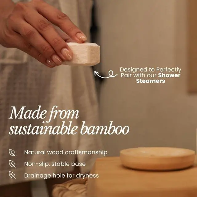 Alt view image 4 of 7 - Bamboo Bar Soap Holder (2pcs) | 3-in Slotted Natural Bamboo Tray for Shower Steamers | Cruelty-Free & Vegan