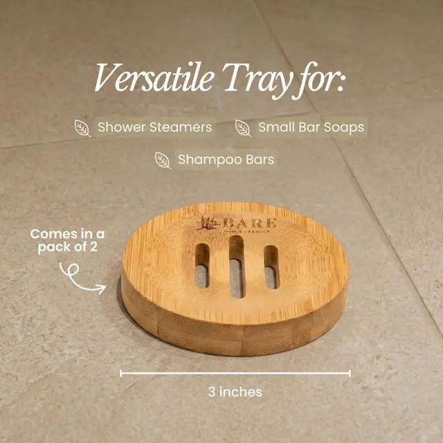 Alt view image 5 of 7 - Bamboo Bar Soap Holder (2pcs) | 3-in Slotted Natural Bamboo Tray for Shower Steamers | Cruelty-Free & Vegan