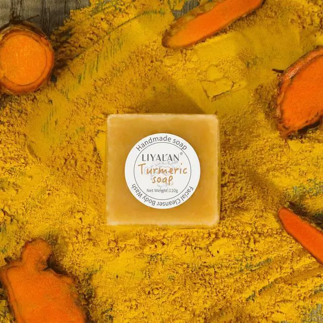 Alt view image 7 of 7 - Turmeric Soap Bar for Face Body Smooth Skin,Deep Cleansing, Natural Vegan Handmade Soap Sensitive Skin Formula 3.88 oz x 1bar with a fresh ginger and lemongrass scent