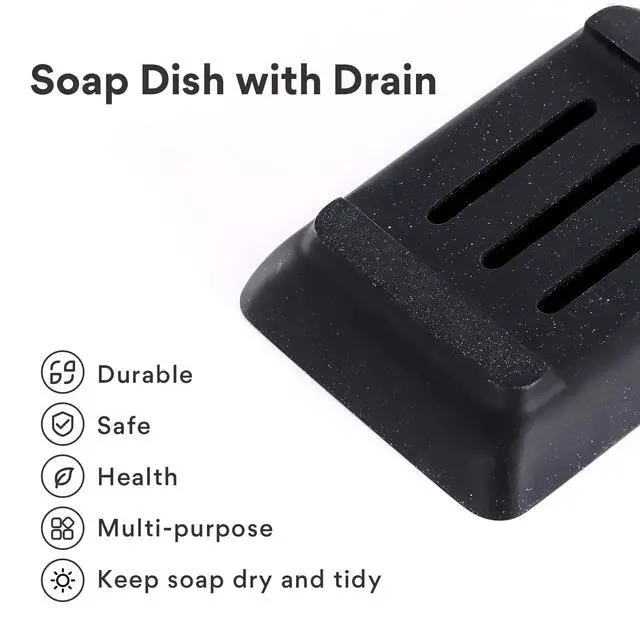 Alt view image 5 of 6 - Soap Dish with Drain, Bar Soap Holder Saver Self Draining Waterfall Soap Sponge Tray Dishes, Easy Clean Soap Case Box Container for Bathroom Shower Kitchen Sink Countertop Black