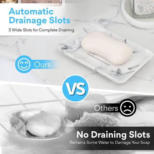 Alt view image 3 of 6 - Soap Dish with Drain, Bar Soap Holder Saver Self Draining Waterfall Soap Sponge Tray Dishes, Easy Clean Soap Case Box Container for Bathroom Shower Kitchen Sink Countertop Black