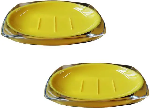 Main image of Soap Dishes 2PCS, Premium Soap Holder, Soap Saver Lightweight Portable Easy Cleaning Soap Box for Bathroom Shower Kitchen Washing Room Toilet,Soap Accessory Rack (Yellow)