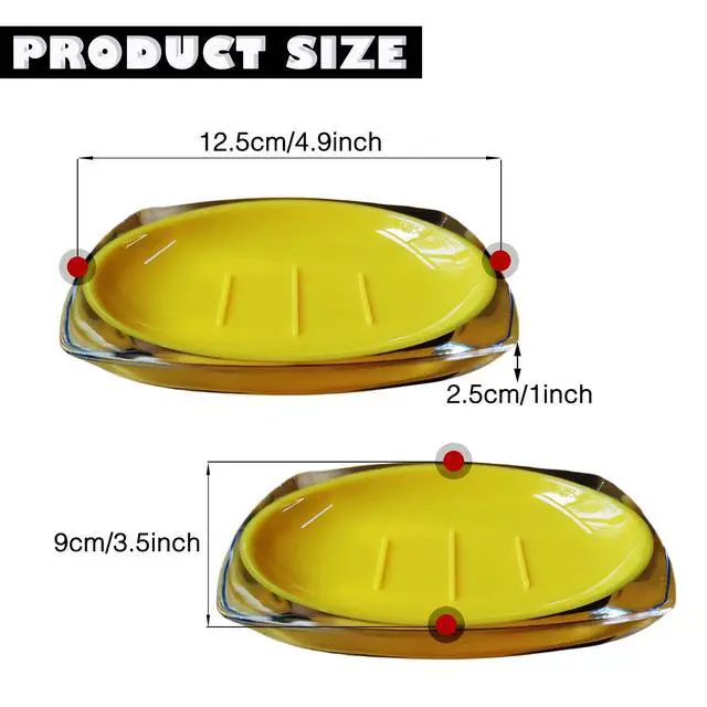 Alt view image 2 of 7 - Soap Dishes 2PCS, Premium Soap Holder, Soap Saver Lightweight Portable Easy Cleaning Soap Box for Bathroom Shower Kitchen Washing Room Toilet,Soap Accessory Rack (Yellow)