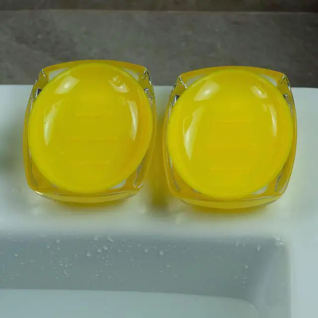 Alt view image 4 of 7 - Soap Dishes 2PCS, Premium Soap Holder, Soap Saver Lightweight Portable Easy Cleaning Soap Box for Bathroom Shower Kitchen Washing Room Toilet,Soap Accessory Rack (Yellow)