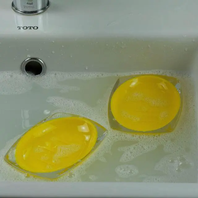 Alt view image 6 of 7 - Soap Dishes 2PCS, Premium Soap Holder, Soap Saver Lightweight Portable Easy Cleaning Soap Box for Bathroom Shower Kitchen Washing Room Toilet,Soap Accessory Rack (Yellow)