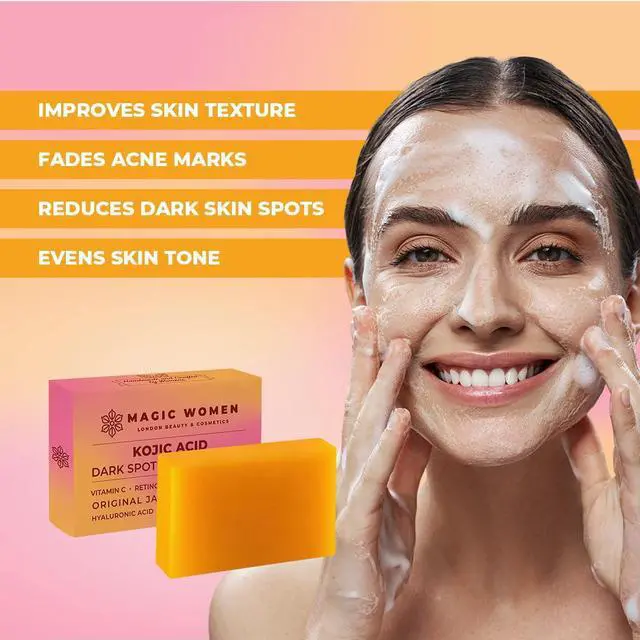Alt view image 2 of 7 - Kojic Acid Soap Skin Brightening 1 or 2 Bar (3.5 oz Each) with Vitamin C, Retinol, Turmeric (1)
