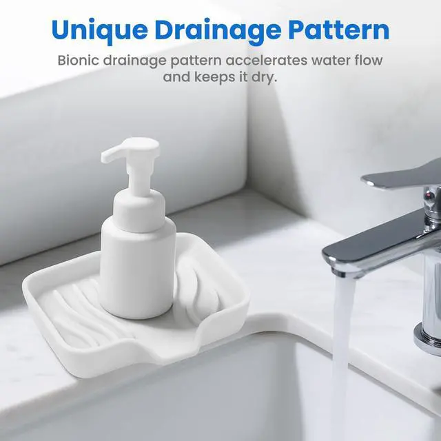 Alt view image 3 of 7 - 3 Pack Silicone Soap Dish with Drain - Bar Soap Holder for Shower, Bathroom and Kitchen Sink Organize (2Pack Black + 1Pack White)