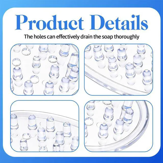 Alt view image 3 of 7 - 4 Pack Plastic Soap Holder, Clear Soap Dish with Drain Holes, Soaps Savers, Soaps Sponge Holder for Kitchen Bathroom Shower Counter, 4.7 x 3.15 x 0.75 Inches