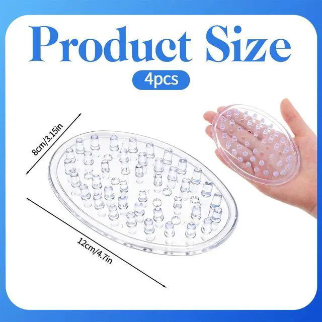 Alt view image 2 of 7 - 4 Pack Plastic Soap Holder, Clear Soap Dish with Drain Holes, Soaps Savers, Soaps Sponge Holder for Kitchen Bathroom Shower Counter, 4.7 x 3.15 x 0.75 Inches