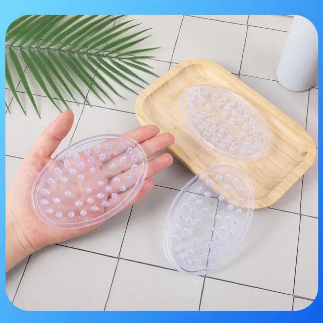 Alt view image 6 of 7 - 4 Pack Plastic Soap Holder, Clear Soap Dish with Drain Holes, Soaps Savers, Soaps Sponge Holder for Kitchen Bathroom Shower Counter, 4.7 x 3.15 x 0.75 Inches