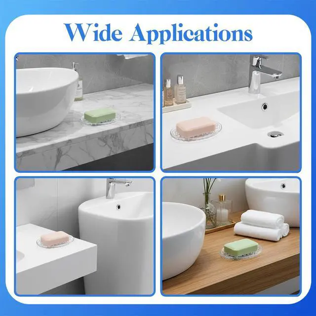 Alt view image 7 of 7 - 4 Pack Plastic Soap Holder, Clear Soap Dish with Drain Holes, Soaps Savers, Soaps Sponge Holder for Kitchen Bathroom Shower Counter, 4.7 x 3.15 x 0.75 Inches