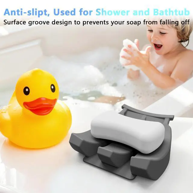 Alt view image 6 of 7 - 1-Pack Self Draining Soap Dishes(Design in Aug. 2025), Premium Silicone Soap Holder, Soap Saver for Shower-Bathroom-Kitchen-Bath Tub-Razor-Sponges, Extend Soap Life, Easy Dry (Gray)