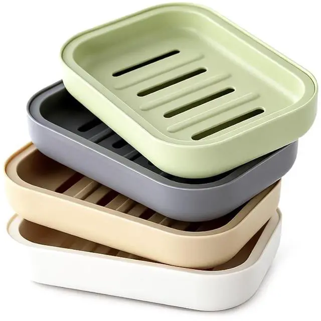 Main image of Double Layer Plastic Draining Soap Dish, 4 Pack