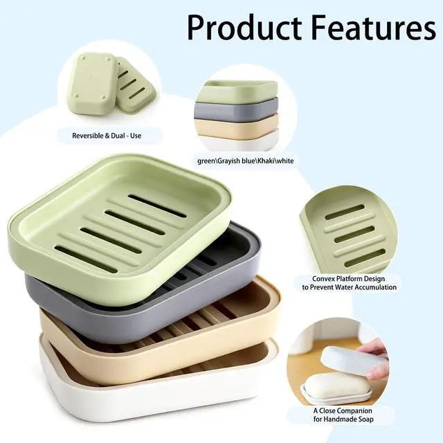 Alt view image 3 of 7 - Double Layer Plastic Draining Soap Dish, 4 Pack