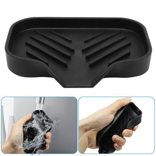 Alt view image 4 of 5 - 4.76 x 3.15 InchRubber Soap Dish, Black