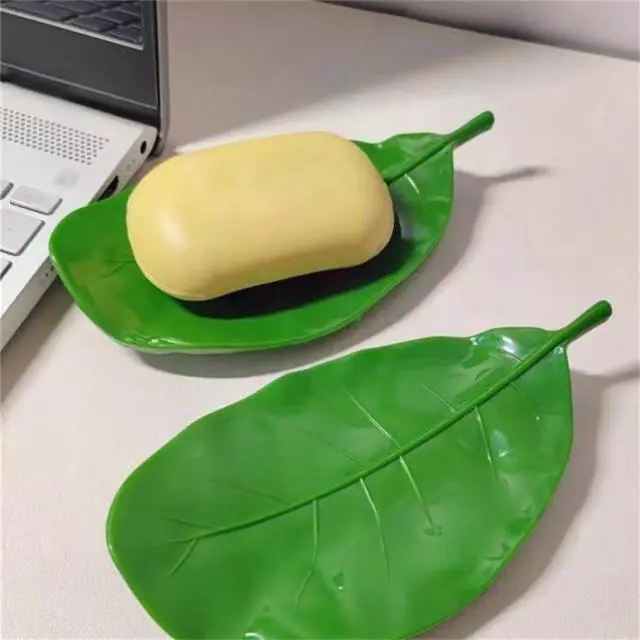 Alt view image 6 of 7 - 1Pcs Creative Simulated Leaf Soap Box - Bathroom Soap Holder, Ideal for Scented Soaps, Efficient Drainage for Laundry Soap, Elegant Soap Storage Rack (Green)