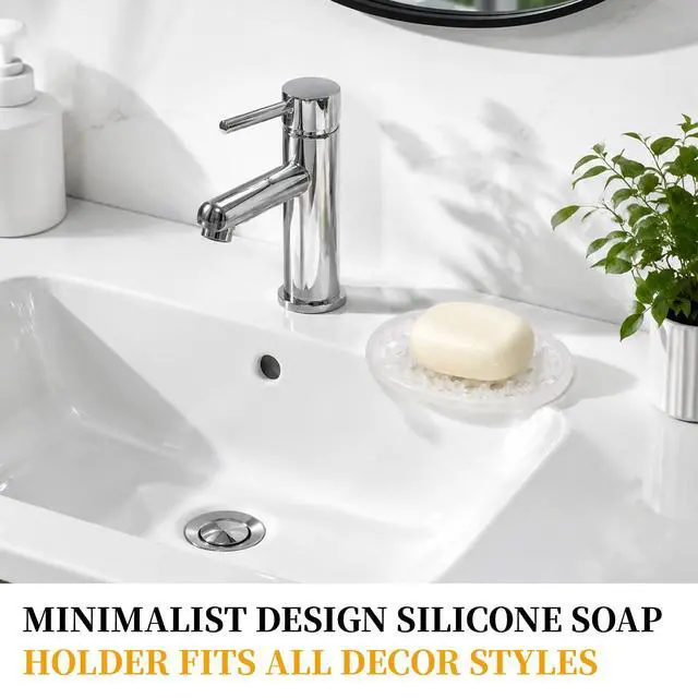 Alt view image 5 of 7 - 3 Pcs Silicone Soap Dish Self Draining Soap Holder with Holes(Transparent)