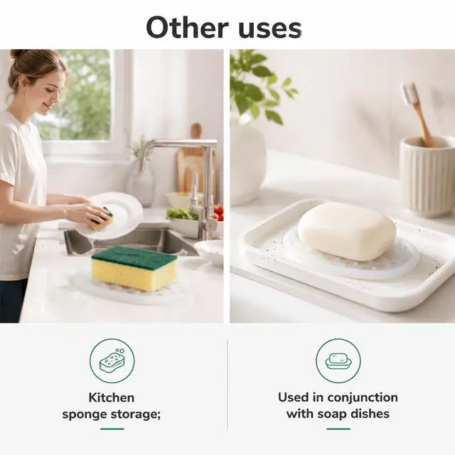 Alt view image 7 of 7 - 3 Pcs Silicone Soap Dish Self Draining Soap Holder with Holes(Transparent)