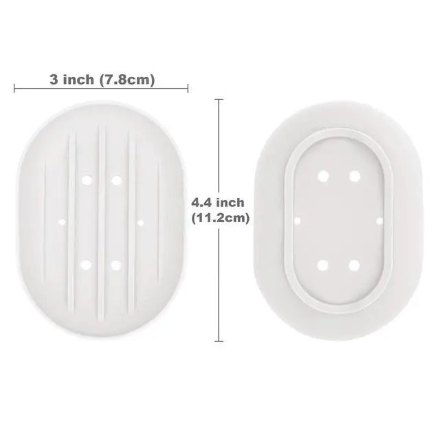 Alt view image 3 of 6 - Soap Dish, Bathroom Soap Dishes Soap Holder Soap Tray with Holes to Drain Water- Oval Shape Soap Dish for Shower Bathroom Kitchen Counter Top, Keep Bars Dry - Flexible Silicone White, 1 Pack