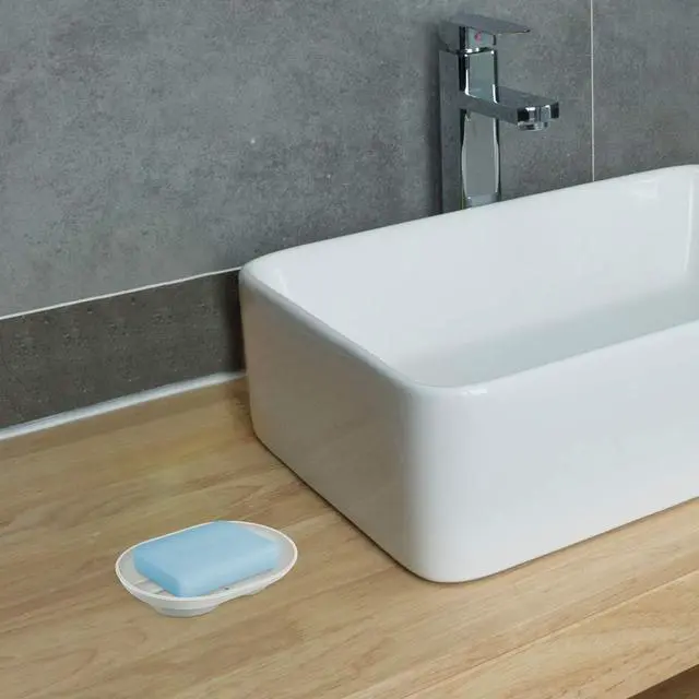 Alt view image 6 of 6 - Soap Dish, Bathroom Soap Dishes Soap Holder Soap Tray with Holes to Drain Water- Oval Shape Soap Dish for Shower Bathroom Kitchen Counter Top, Keep Bars Dry - Flexible Silicone White, 1 Pack