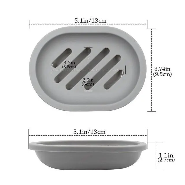 Alt view image 3 of 7 - 2-Pack Soap Dish with Drain, Soap Holder & Saver, Easy Cleaning, Dry, Stop Mushy Soap (Gray)