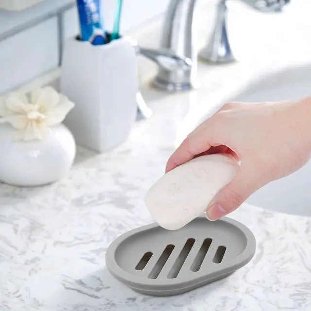 Alt view image 4 of 7 - 2-Pack Soap Dish with Drain, Soap Holder & Saver, Easy Cleaning, Dry, Stop Mushy Soap (Gray)