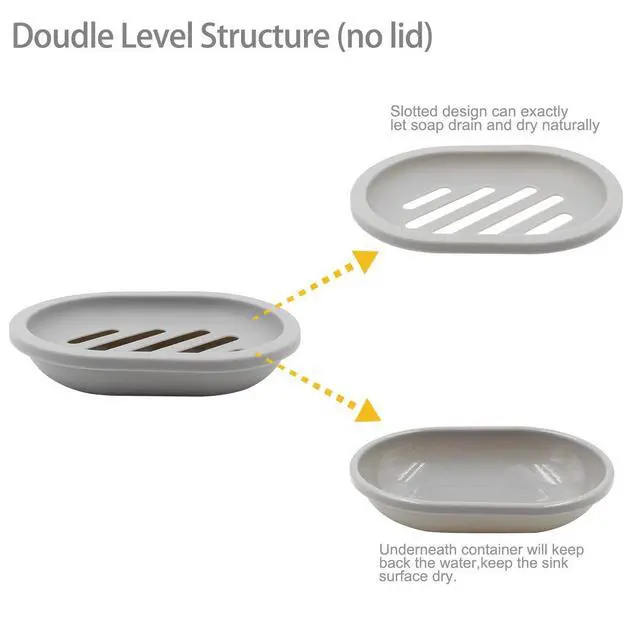 Alt view image 2 of 7 - 2-Pack Soap Dish with Drain, Soap Holder & Saver, Easy Cleaning, Dry, Stop Mushy Soap (Gray)