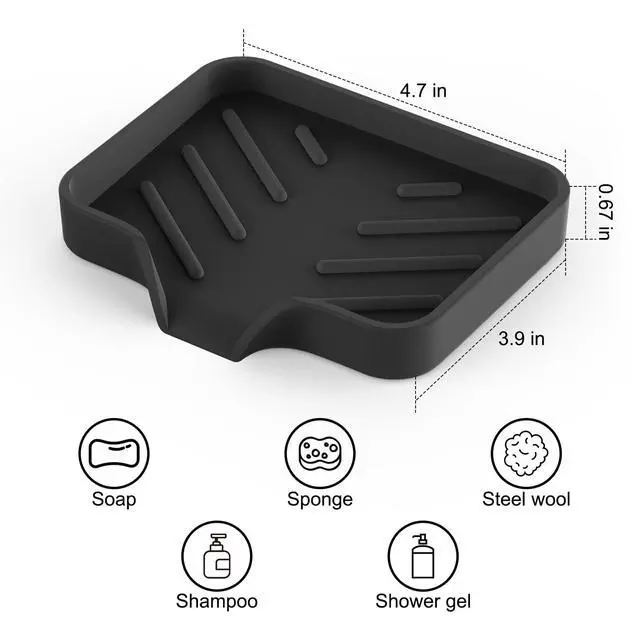 Alt view image 4 of 7 - 2 Pack Silicone Soap Dish, Self Draining Soap Dish, Non Slip Bar Soap and Sponge Holder for Bathroom Kitchen Sink Counter Organizer Easy to Clean Soap Tray Waterfall Soap Saver