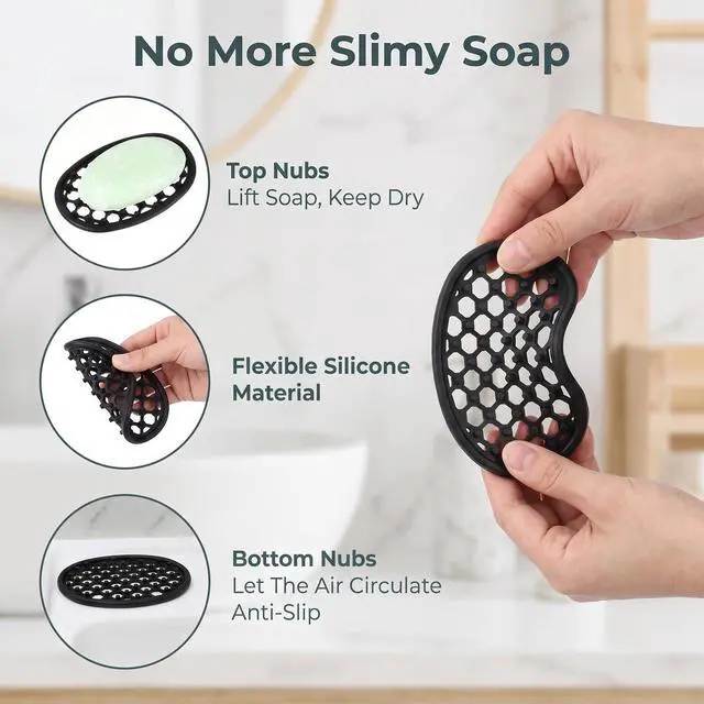 Alt view image 3 of 7 - 3PCS Silicone Soap Holder for Shower Non-Slip Silicone Bar Soap Holder