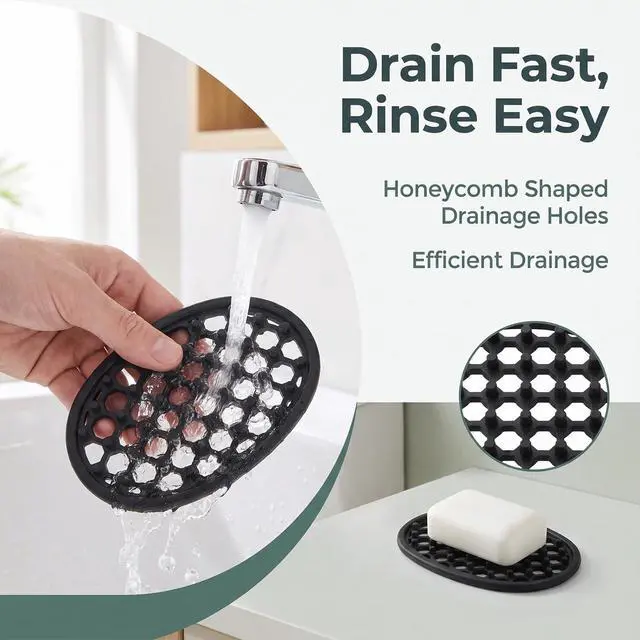 Alt view image 4 of 7 - 3PCS Silicone Soap Holder for Shower Non-Slip Silicone Bar Soap Holder