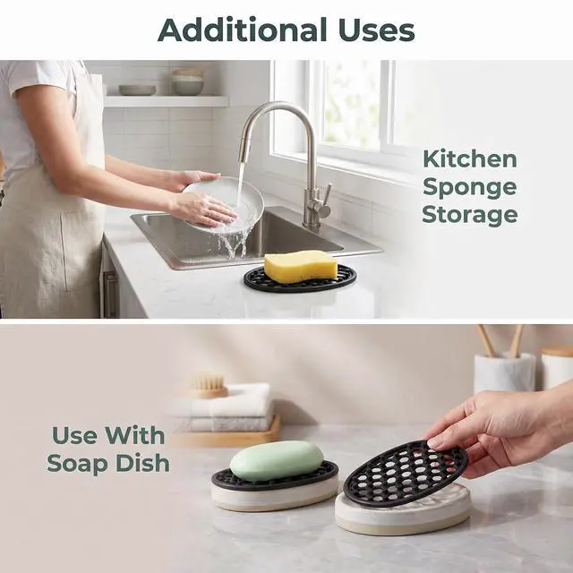 Alt view image 6 of 7 - 3PCS Silicone Soap Holder for Shower Non-Slip Silicone Bar Soap Holder