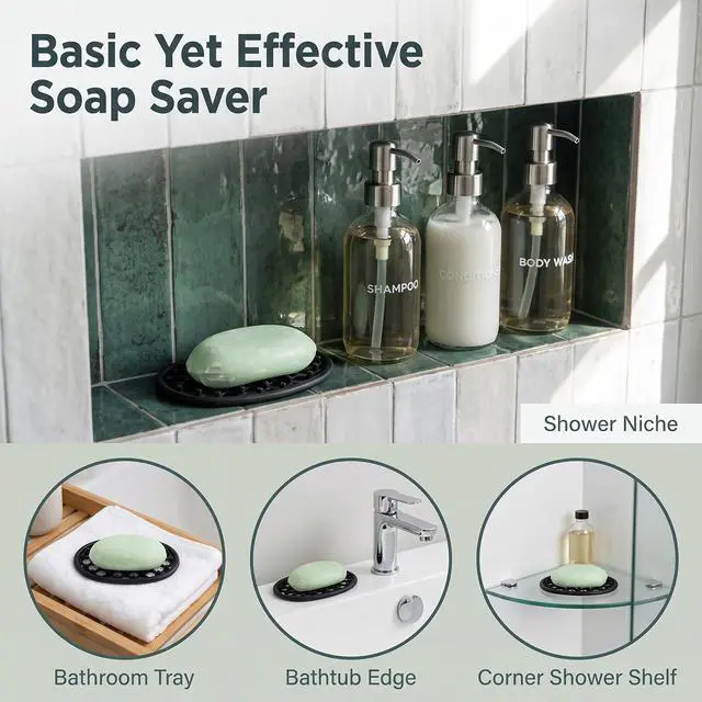 Alt view image 7 of 7 - 3PCS Silicone Soap Holder for Shower Non-Slip Silicone Bar Soap Holder