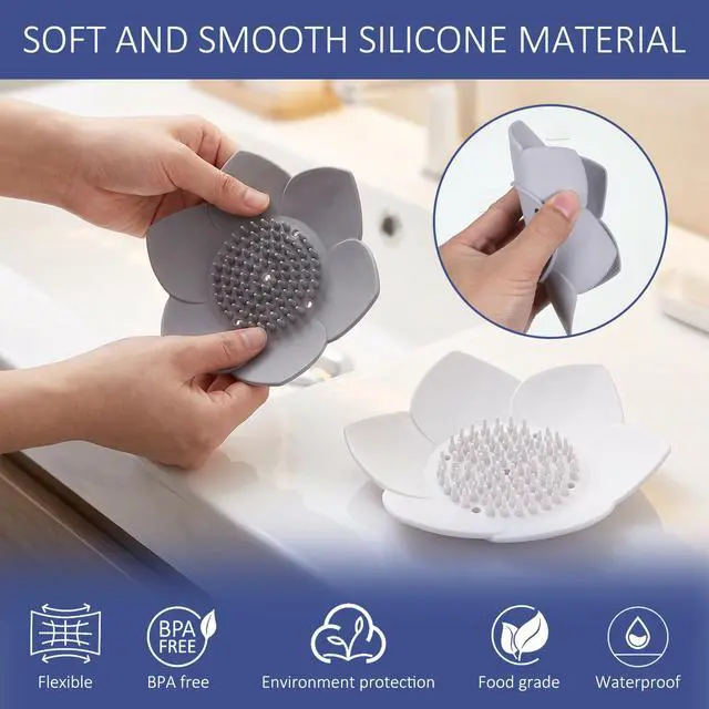 Alt view image 3 of 7 - 2 Pack Silicone Soap Holder with Self Draining, Lotus Shower Steamer Trays Soap Dish for Shower Sink Bathtub - Non-Slip Bar Soap Saver Extend Soap Life
