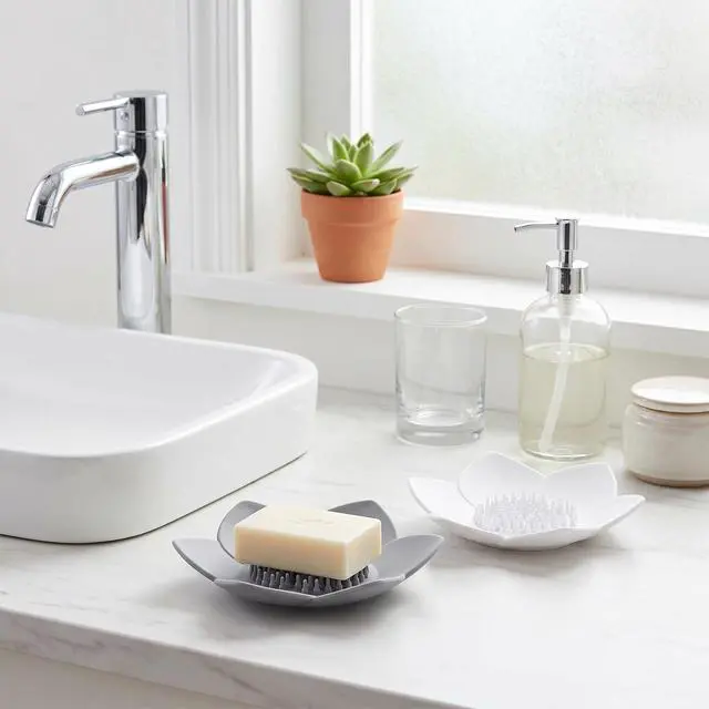 Alt view image 4 of 7 - 2 Pack Silicone Soap Holder with Self Draining, Lotus Shower Steamer Trays Soap Dish for Shower Sink Bathtub - Non-Slip Bar Soap Saver Extend Soap Life