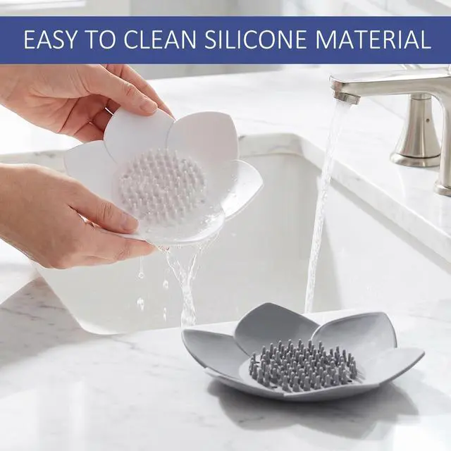 Alt view image 7 of 7 - 2 Pack Silicone Soap Holder with Self Draining, Lotus Shower Steamer Trays Soap Dish for Shower Sink Bathtub - Non-Slip Bar Soap Saver Extend Soap Life