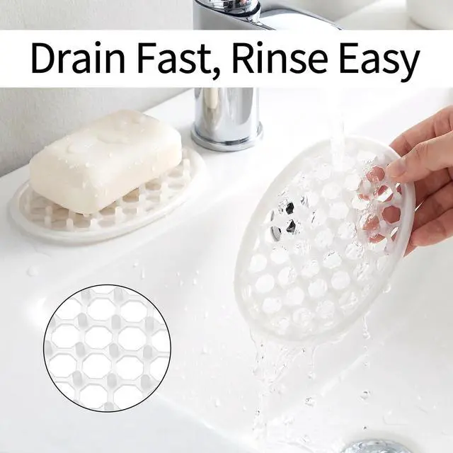 Alt view image 3 of 7 - 2 Pcs Soap Dish for Shower Soap Holder Shower with Efficient Drainage Holes Non-Slip Silicone Bar Soaps Holder Self Draining Soaps Saver Pad for Kitchen Bathroom Showers Shelf Counter Bathtub
