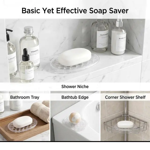 Alt view image 4 of 7 - 2 Pcs Soap Dish for Shower Soap Holder Shower with Efficient Drainage Holes Non-Slip Silicone Bar Soaps Holder Self Draining Soaps Saver Pad for Kitchen Bathroom Showers Shelf Counter Bathtub