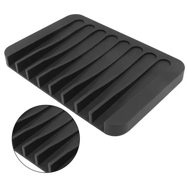Alt view image 3 of 5 - Black Self Draining Soap Holder Premium Silicone Soap Dish