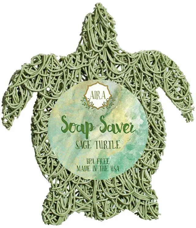 Main image of Soap Saver - Dish & Holder - BPA Free Shower & Bath Soap Holder - Drains Water, Circulates Air, Extends Soap Life - Easy to Clean, Fits All Dish Sets - Sage Turtle