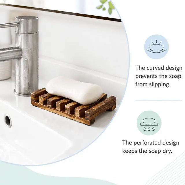 Alt view image 6 of 7 - Wooden Soap Holder, Teak Soap Dish Wooden Sponge Holder for Kitchen Sink, Teak Shower Caddy Self Draining Dishes for Shower, Sink, Bathroom, Kitchen, Countertop, Bathtub, RV