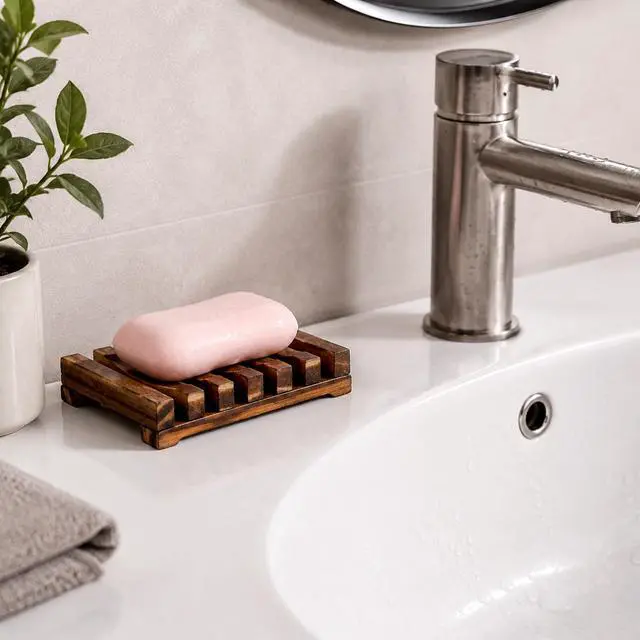 Alt view image 7 of 7 - Wooden Soap Holder, Teak Soap Dish Wooden Sponge Holder for Kitchen Sink, Teak Shower Caddy Self Draining Dishes for Shower, Sink, Bathroom, Kitchen, Countertop, Bathtub, RV