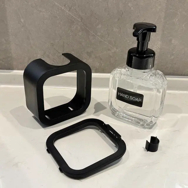 Alt view image 5 of 7 - Foaming Soap Dispenser, 300ml (10oz) Plastic Refillable Foaming Hand Soap Dispenser with 8 Pcs Waterproof Labels, Foam Pump Bottle for Bathroom and Kitchen (Black)