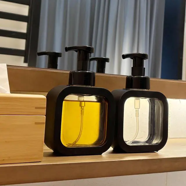 Alt view image 7 of 7 - Foaming Soap Dispenser, 300ml (10oz) Plastic Refillable Foaming Hand Soap Dispenser with 8 Pcs Waterproof Labels, Foam Pump Bottle for Bathroom and Kitchen (Black)